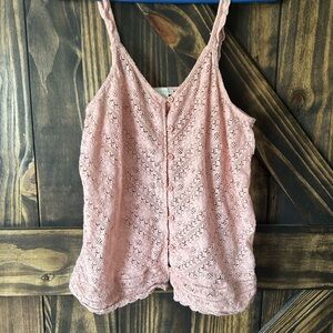 Lace Button-Down Pink Top